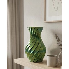 Moresun Buğz Yeşil Spiral 3D Baskı Vazo Estetik Modern Ev Ofis Dekoru