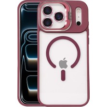 Moresun Buğz Joko  Iphone 17 Pro Remim Lensli Magsafe Standlı Kapak - Bordo