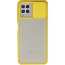 Moresun Buğz Samsung Galaxy A22 Kılıf Palm Buzlu Kamera Sürgülü Silikon - Sarı