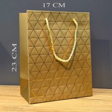 Moresun Buğz Gold Geometrik Desenli Orta Boy Karton Hediye Çantası