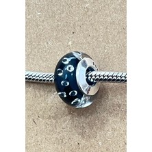 Fubena Dalgacıklı Siyah  Murano Charm