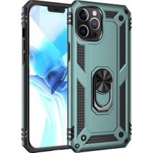 Moresun Buğz Iphone 12 Pro Max Kılıf Sofya Yüzüklü Silikon Kapak - Yeşil