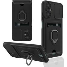 Moresun Buğz Xiaomi Poco M5 Kılıf Zuma Kartvizitli Yüzüklü Silikon - Siyah