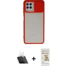 Marsilyan™- Galaxy A22 Kılıf Vadi Çizgi - Siyah Mat Seramik Nano Ekran Koruyucu + Şeffaf Kamera Lens Koruma Cam