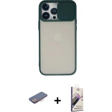 Marsilyan™- iPhone 13 Pro Max Kılıf Vadi Çizgi - Siyah Bilvis 3D Mat Cam Ekran Koruyucu + Pembe Renkli Kamera Lens Koruma Cam