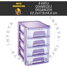 İnfeta 4 Katlı Plastik Çekmeceli Çok Amaçlı Düzenleyici Organizer Malzeme Kutusu Takı Hobi Takım Çantası