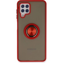 Moresun Buğz Samsung Galaxy A22 Kılıf Montreal Yüzüklü Silikon Kapak - Kırmızı