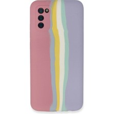 Moresun Buğz Samsung Galaxy A03S Kılıf Ebruli Lansman Silikon - Pembe-Lila