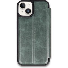 Moresun Buğz Iphone 14 Kılıf Flip Cover - Koyu Yeşil