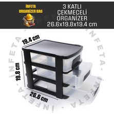 İnfeta 3 Katlı Plastik Çekmeceli Çok Amaçlı Düzenleyici Organizer Malzeme Kutusu Takı Hobi Takım Çantası