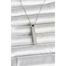 Moresun Buğz 316L Çelik Gümüş Renk Ayetel Kürsi Yazılı Bar Çubuk Kolye - Buğz