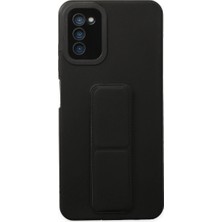 Moresun Buğz Samsung Galaxy A03S Kılıf Mega Standlı Silikon - Siyah