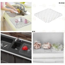 MAİN SHOP Main Shop Lavabo ve Buzluk Matı Lavabo Halısı 32 cm x 32 cm Şeffaf Mat M-111