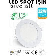 Luciole 12W Slim LED Spot – 3200K Günışığı Işık, 1155 Lümen, Beyaz Kasa, 16.8 Cm, 220V, 15000 Saat Ömür