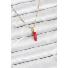 Kuşkaya Ticaret 316L Çelik Gold Renk Kapya Kırmızı Biber Model Kadın Kolye