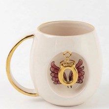 BSK Ceramics Handmade Harfli Pembe Melek Porselen Kupa Ö Harfi