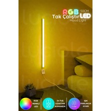 Luciole Uzaktan Kumandalı LED Abajur - Yatak Üstü, Tv Yanı ,oturma Odası - Rgb Çok Renkli 50 cm Minia2