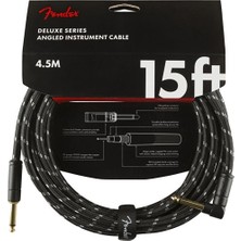Fender 0990820085 Deluxe Düz/l Uçlu Enstrüman Kablosu (4.5m) | Siyah Tweed Örgü Kaplama, Dayanıklı Konnektörler, Sahne ve Stüdyo Kullanımı Uyumlu