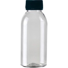 Makrobay 100 Adet - 100ML Plastik Şeffaf Oval Boyunlu Şişe, Boş Düz Siyah Kapaklı Pet Şişe