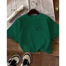 Punix Büyük Beden Özel Tasarım Gülücük Emoji Baskılı %100 Pamuk Oversize Kadın Battal T-Shirt