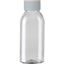 Makrobay 100 Adet - 100ML Plastik Şeffaf Oval Boyunlu Şişe, Boş Düz Beyaz Kapaklı Pet Şişe