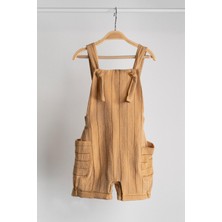 Merli Rose Şile Bezi Çizgili Şort Salopet