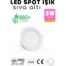 Luciole 3W Beyaz Kasa LED Slim Spot – Beyaz Işık, 155 Lümen, 8.3 cm Çap, 220V, 15000 Saat Ömür