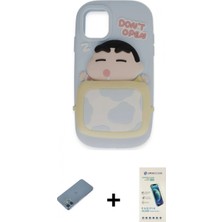 Marsilyan™- iPhone 12 Kılıf Akış Yansıma - Şeffaf Pasifik Cam Ekran Koruyucu + Mavi Shine Kamera Lens Koruma Cam