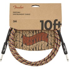 Fender 0990910299 Festival Düz/düz Uçlu Enstrüman Kablosu (3m) | Pure Bitkisel Lif Rainbow (Gökkuşağı) Örgü, Renkli ve Dayanıklı Yapı, Profesyonel Sinyal Kalitesi