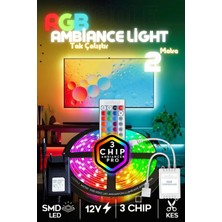 Luciole Tv Arkası Çocuk Yatak  Odası Mutfak Salon Rgb Şerit LED Uzaktan Kumandalı Tak Çalıştır 2 Metre