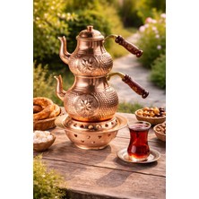 Dmt Copper Home Balkon Sefası Ocaklı Yıldız Çaydanlık Seti Jel Yakıtlı – 0.9l Üst & 1.85L Alt Demlik – Taşınabilir Kamp ve Balkon Çayı Keyfi(Jel Hediyeli)
