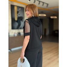 Arben Boutique Kadın Fileli Kapüşonlu Modal Ceket