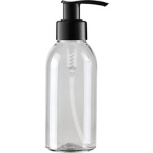 Makrobay 5 'li 100 ml Şeffaf Pet Şişe Seti – Siyah Pompalı Boş Sıvı Sabunluk | Kozmetik ve Banyo Seti