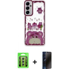 Marsilyan™- Galaxy A25 5g Kılıf Çekirdek Asil - Siyah 3D Antistatik Hayalet Cam Ekran Koruyucu + Gümüş Raze Metal Kamera Lens