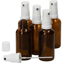 Makrobay 5'li Set 50 ml Amber Cam Sprey Şişe – Beyaz Püskürtme Başlıklı, Taşınabilir ve Sızdırmaz