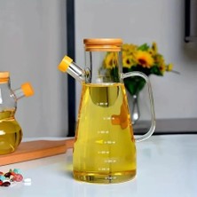 3 Adet Tutku Bambu Kapaklı Cam Yağlık 900 ml