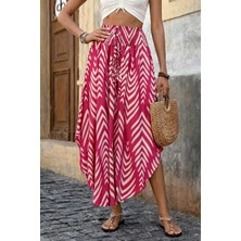 Deridün Yıldız Shoes Kadın Yüksek Bel Beli Lastikli Bağcıklı Yanlardan Açık Uzun Süprem Etek