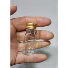Makrobay Altın Metal Kapaklı Çok Amaçlı 10ML Şeffaf Cam Şişe 10 Adet