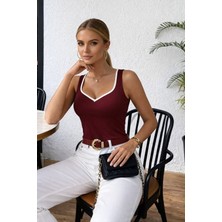 Meğdaix Kadın Askılı Kalp V Yakalı Dalgıç Bluz