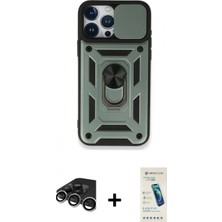 Marsilyan™- iPhone 15 Pro Max Kılıf Ahenk Klasik - Şeffaf Pasifik Cam Ekran Koruyucu + Gümüş Raze Metal Kamera Lens