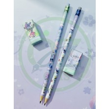 ÖZ OFİS Stitch Temalı Kurşun Kalem ve Silgi Seti - Iz Bırakmaz Silgi - Kolay Tutulabilir Kalem - 2+2 Set