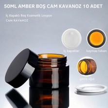 Makrobay 10 Adet 50 ml Lüks Cam Krem Kavanozu -Sızdırmaz Amber Krem Kavanozu Seti