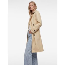 Koton Pamuklu Uzun Kollu Düğmeli Kruvaze Kemerli Oversize Gabardin Trençkot