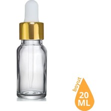 Makrobay 20 ml Altın Başlıklı Damlalıklı Şeffaf Cam Şişe 5 Adet