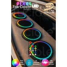 Luciole 20 cm Sese Duyarlı Neon Pixel LED Hoparlör Kapağı – Argb Işık Efektli, Rf Kumandalı, 4’lü Set, 12V