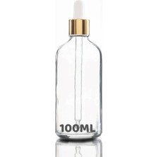 Makrobay 100 ml Damlalıklı Gold Metal Başlıklı Şeffaf Cam Şişesi 10 Adet