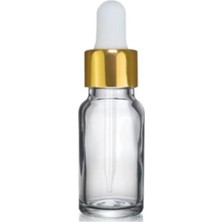 Makrobay 10 ml Altın Başlıklı Damlalıklı Şeffaf Cam Şişe 5 Adet