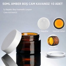 Makrobay 10 Adet 50 ml Lüks Cam Krem Kavanozu -Sızdırmaz Amber Krem Kavanozu Seti