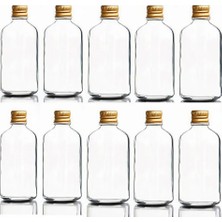 Makrobay 100ML Altın Metal Kapaklı Çok Amaçlı Cam Şişesi - 10 Adet Huni Hediye