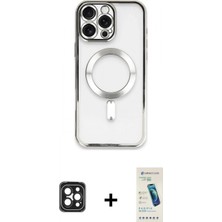 Marsilyan™- iPhone 16 Pro Max Kılıf Nova Işık Özel Seri - Şeffaf Pasifik Cam Ekran Koruyucu + Siyah Pvd Metal Kamera Lens